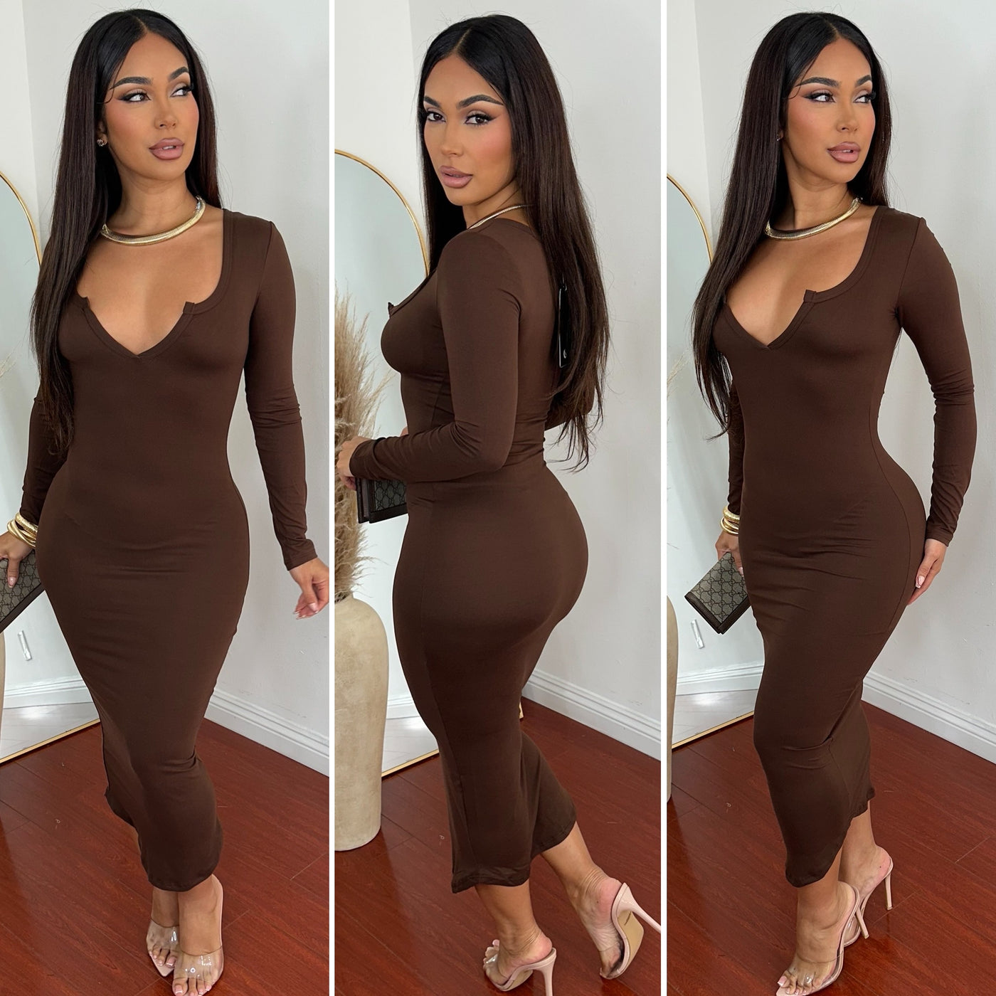 Scorpio Dress - (BROWN)