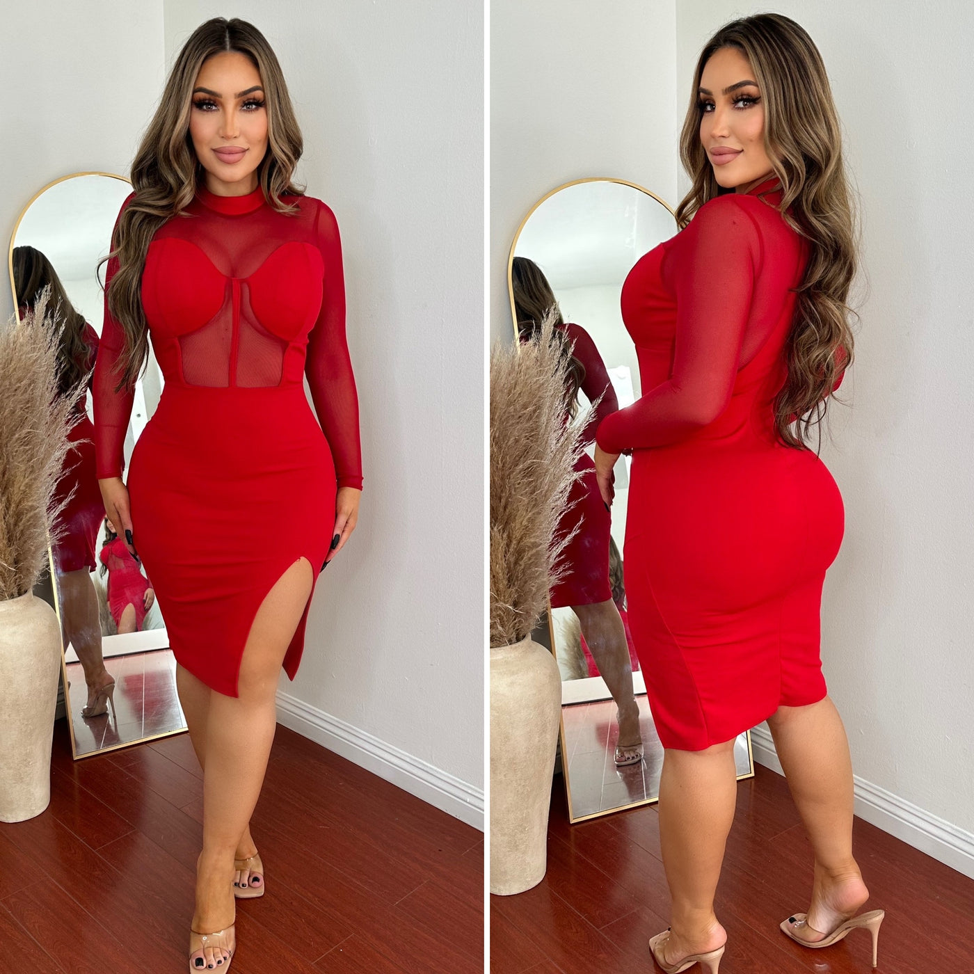 Sarah Midi Dress - (RED)