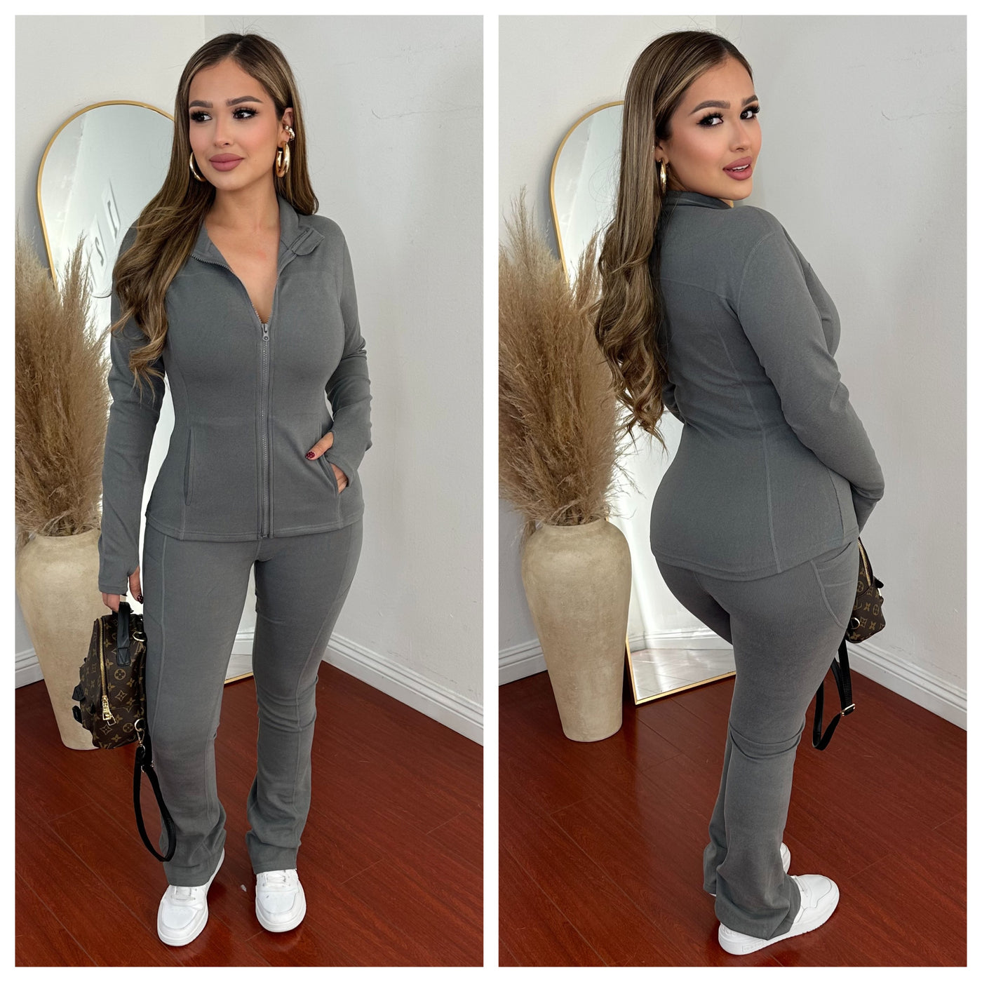 Lounge Around Pant Set - (GREY)