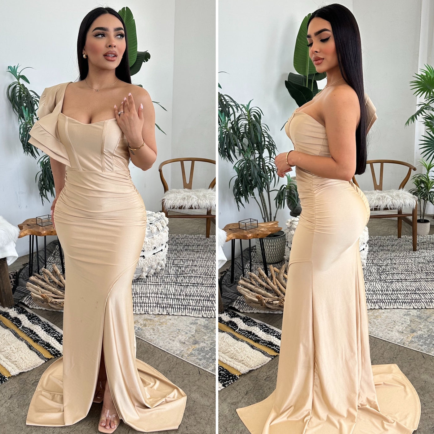 Hermosa Gown - (CHAMPAGNE)
