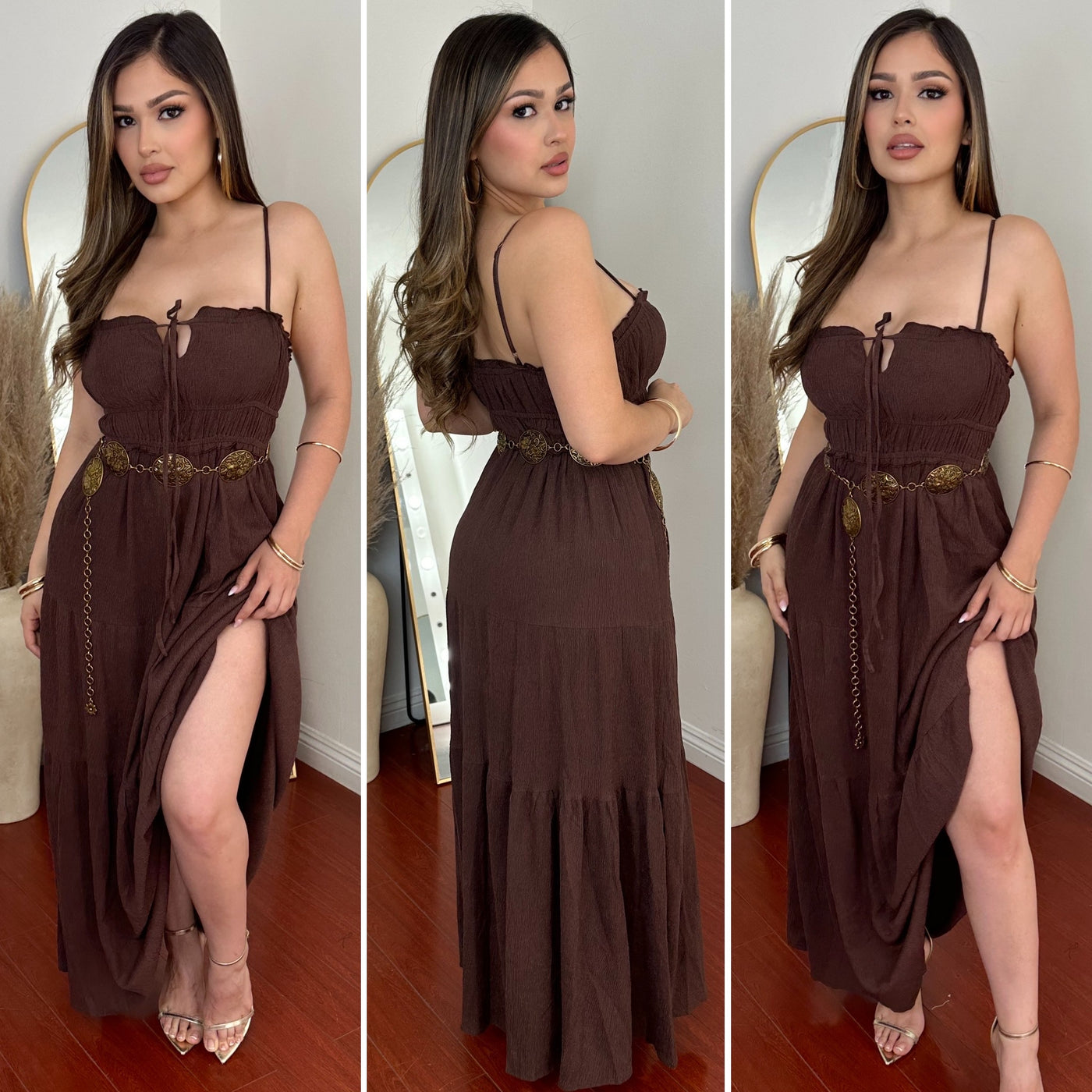 HERMILA Maxi Dress - (BROWN)