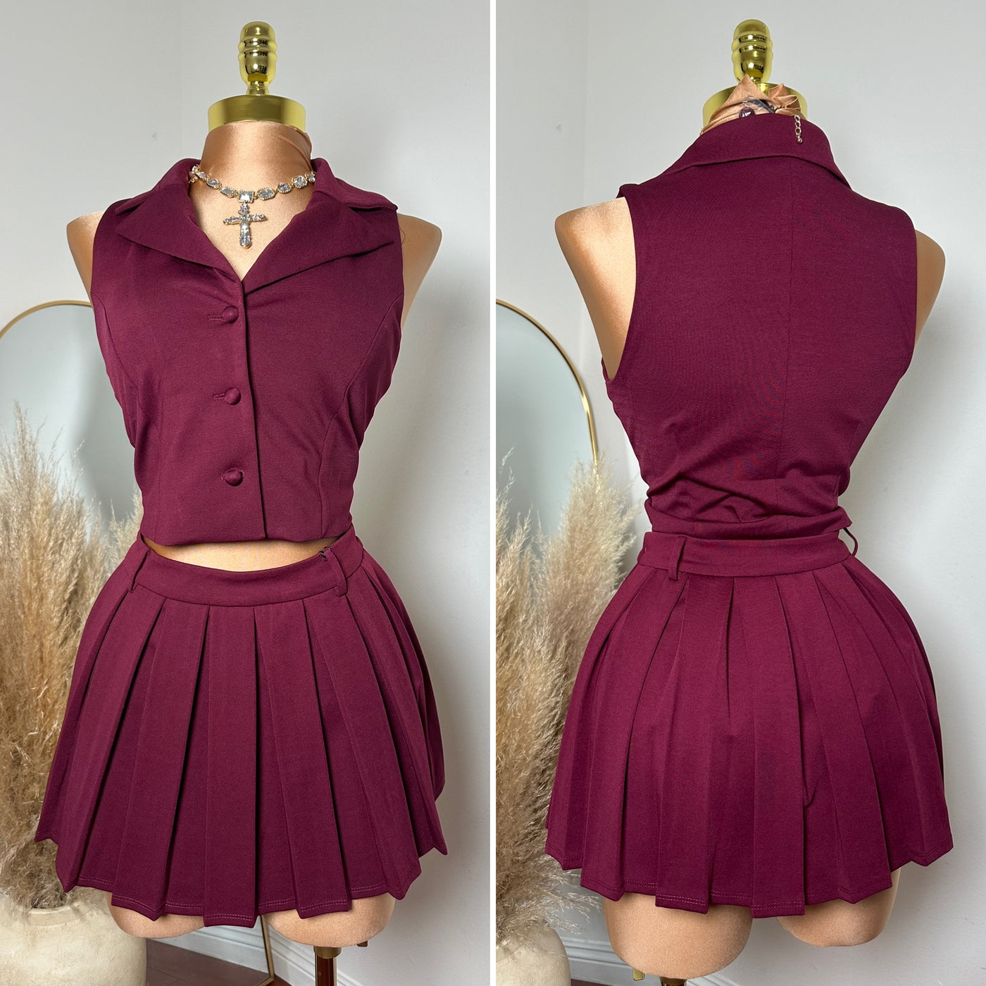 Bennie Skirt Set - (PLUM/ WINE)1