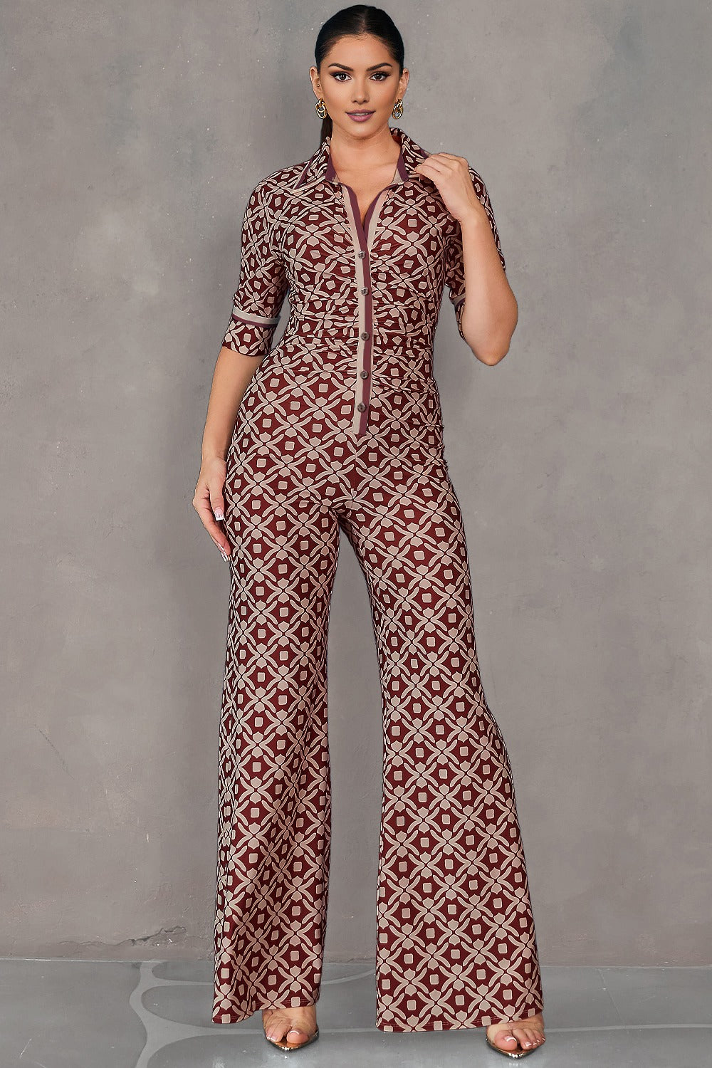 Grecia Jumpsuit - (BROWN)