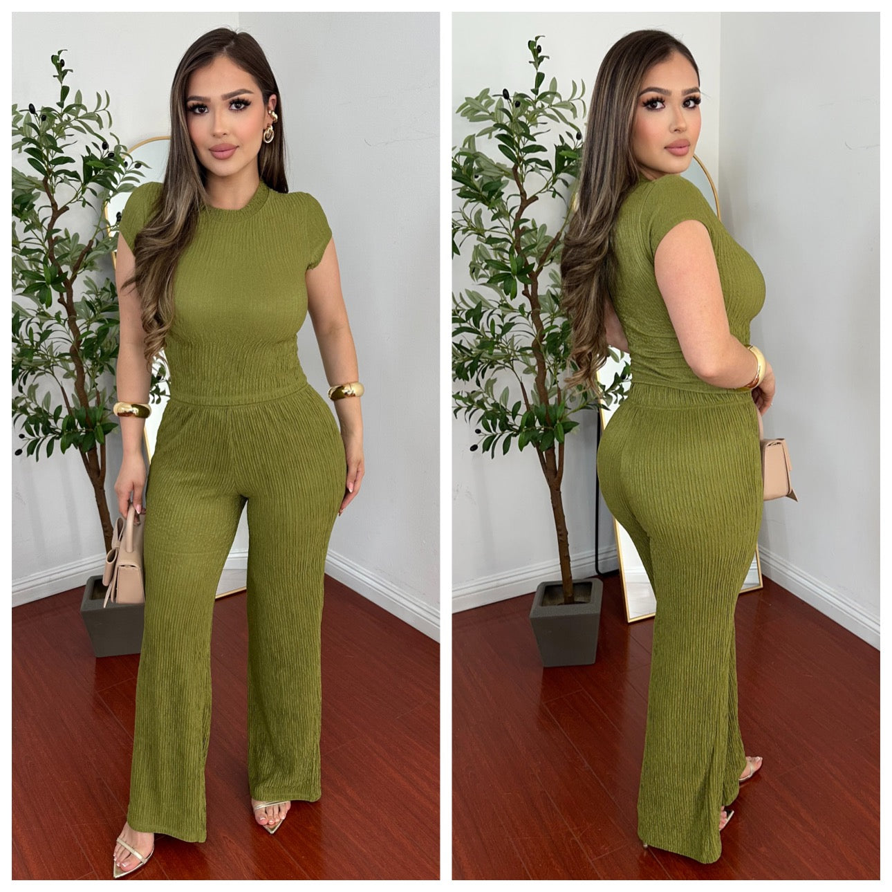 Nereida Pant Set - (LIGHT OLIVE)