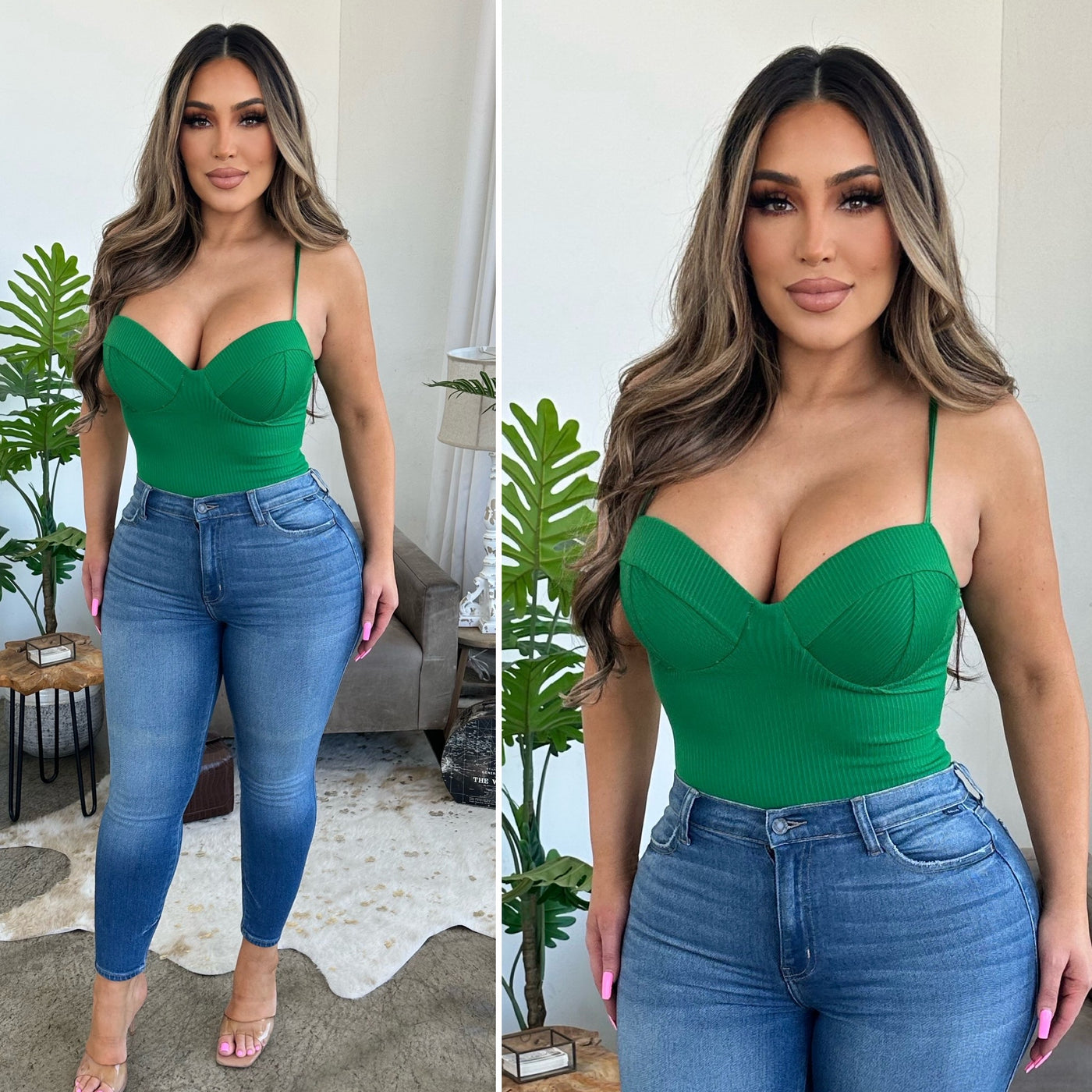 Kelly Green Ribbed Bodysuit