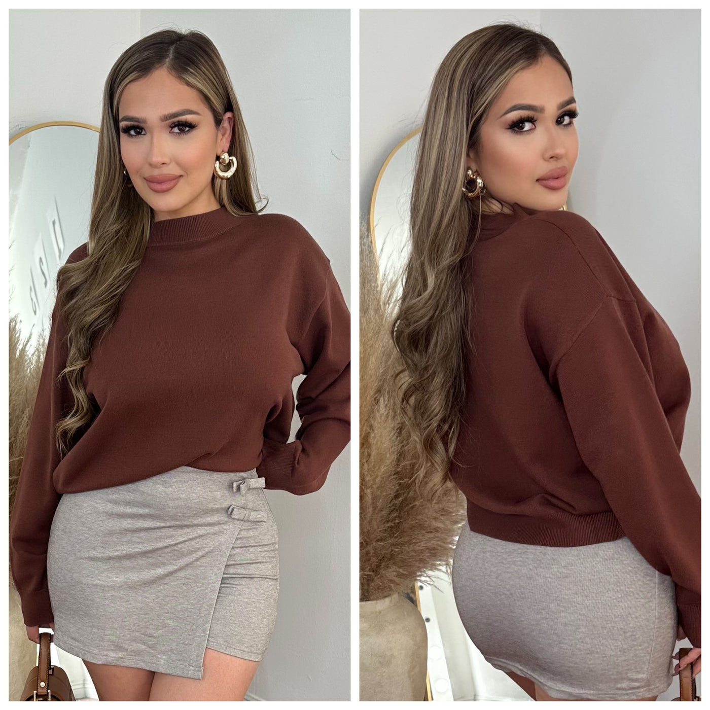 Andreina Sweater Top - (BROWN)