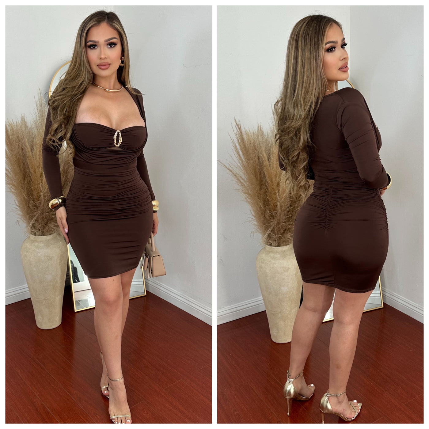 Beka Mini Dress - (BROWN)