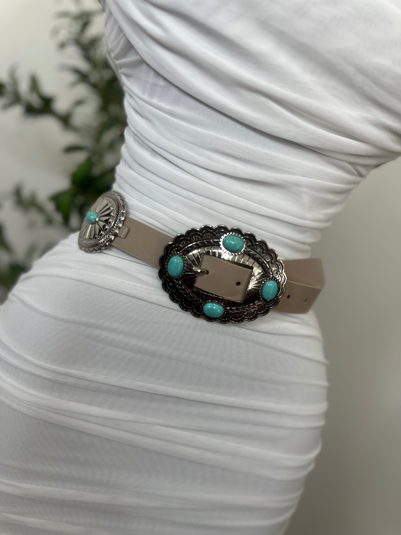 Beige Blue Pant Belt