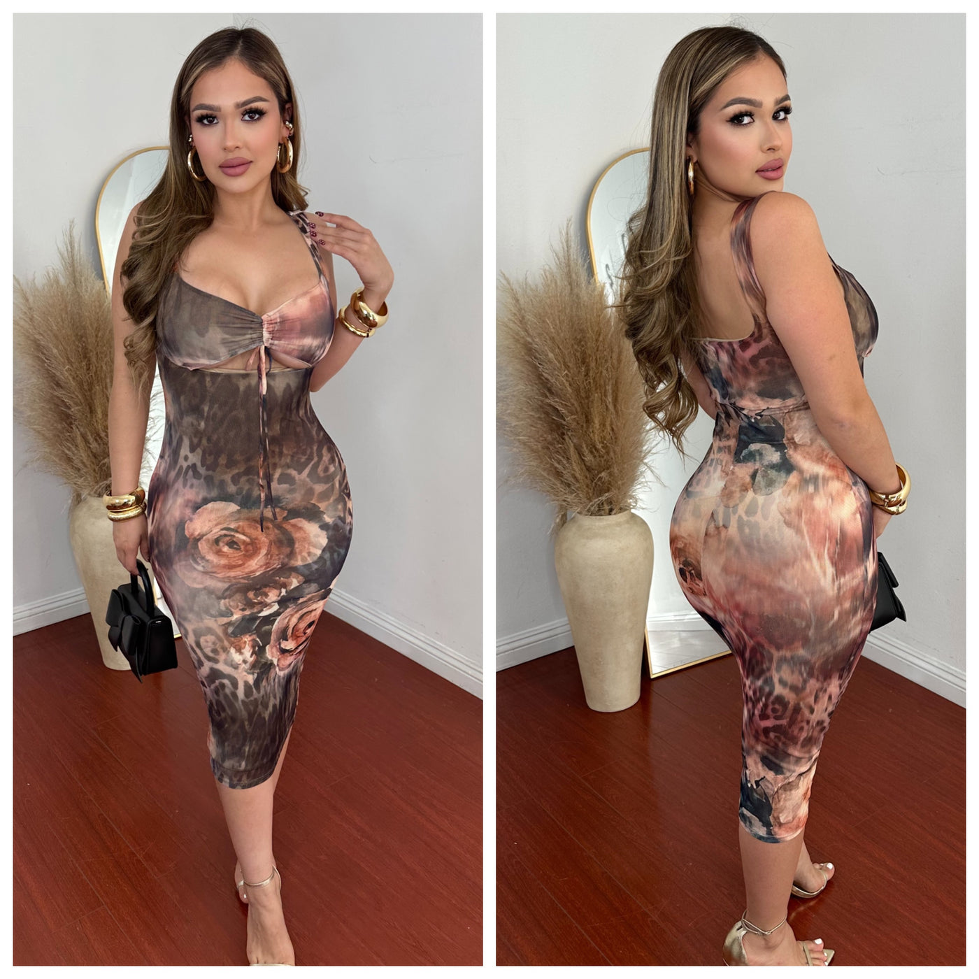 Leonela Mid Dress - (ANIMAL PRINT/ FLORAL)