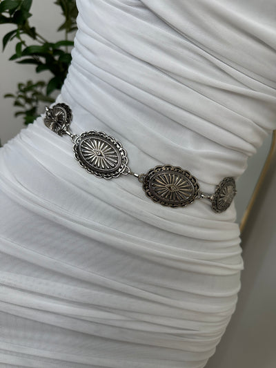 THIN Silver OVAL ADJUSTABLE BELT