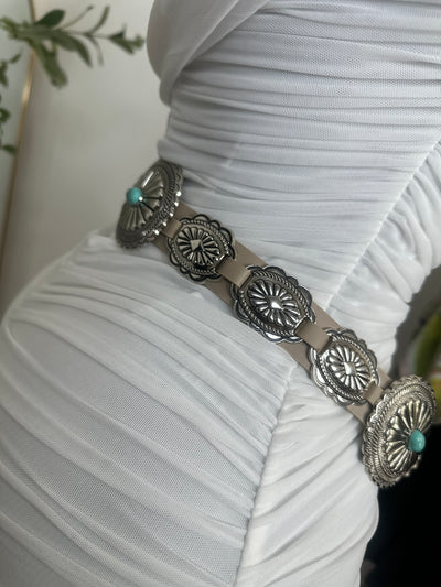 Beige Blue Pant Belt