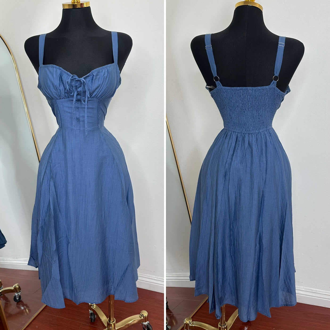 Julia Flare Dress - (DENIM BLUE)