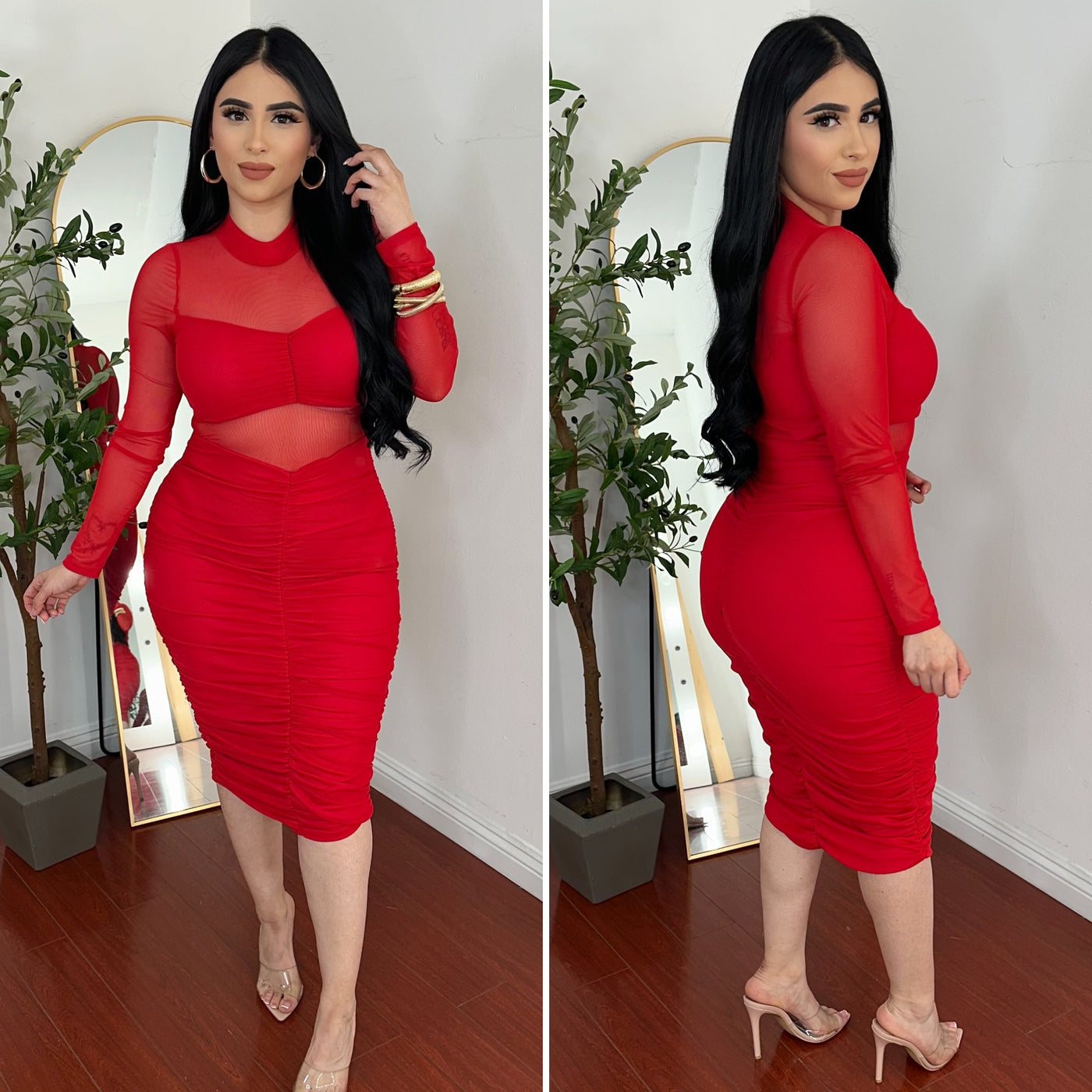 Dixie Midi Dress - (RED)