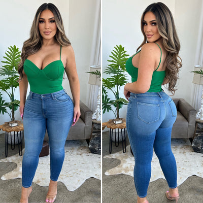 Kelly Green Ribbed Bodysuit