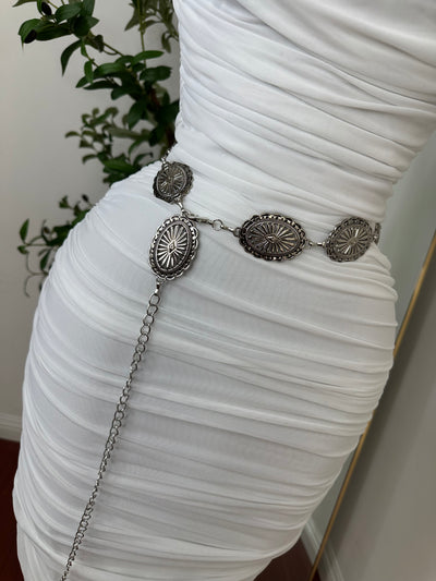 THIN Silver OVAL ADJUSTABLE BELT