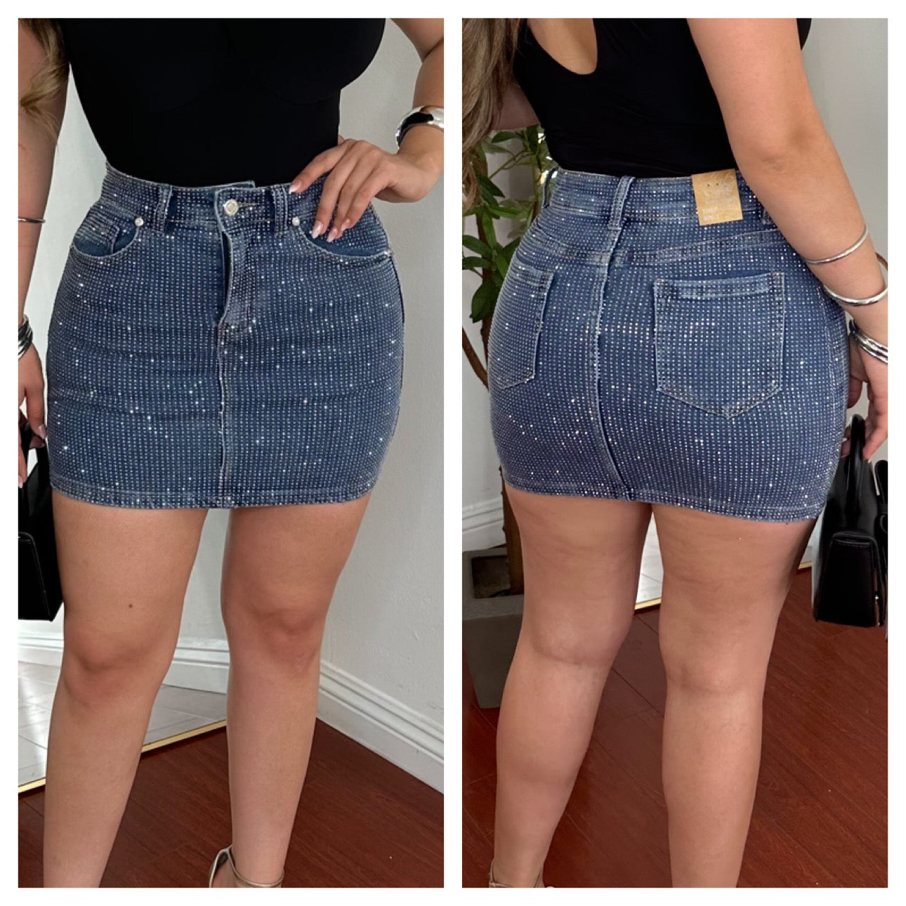 Denim Blue Shiny Skirt