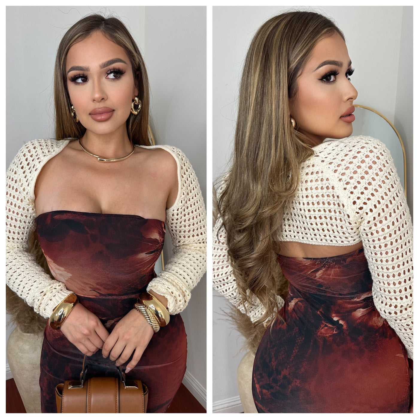 Berlie Crochet Shrug/ Bolero - (IVORY)