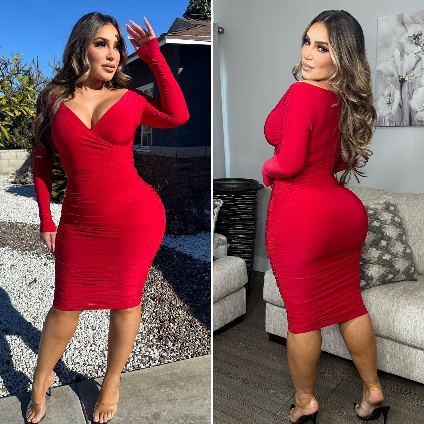 High Expectations Midi Dress  - (RED)