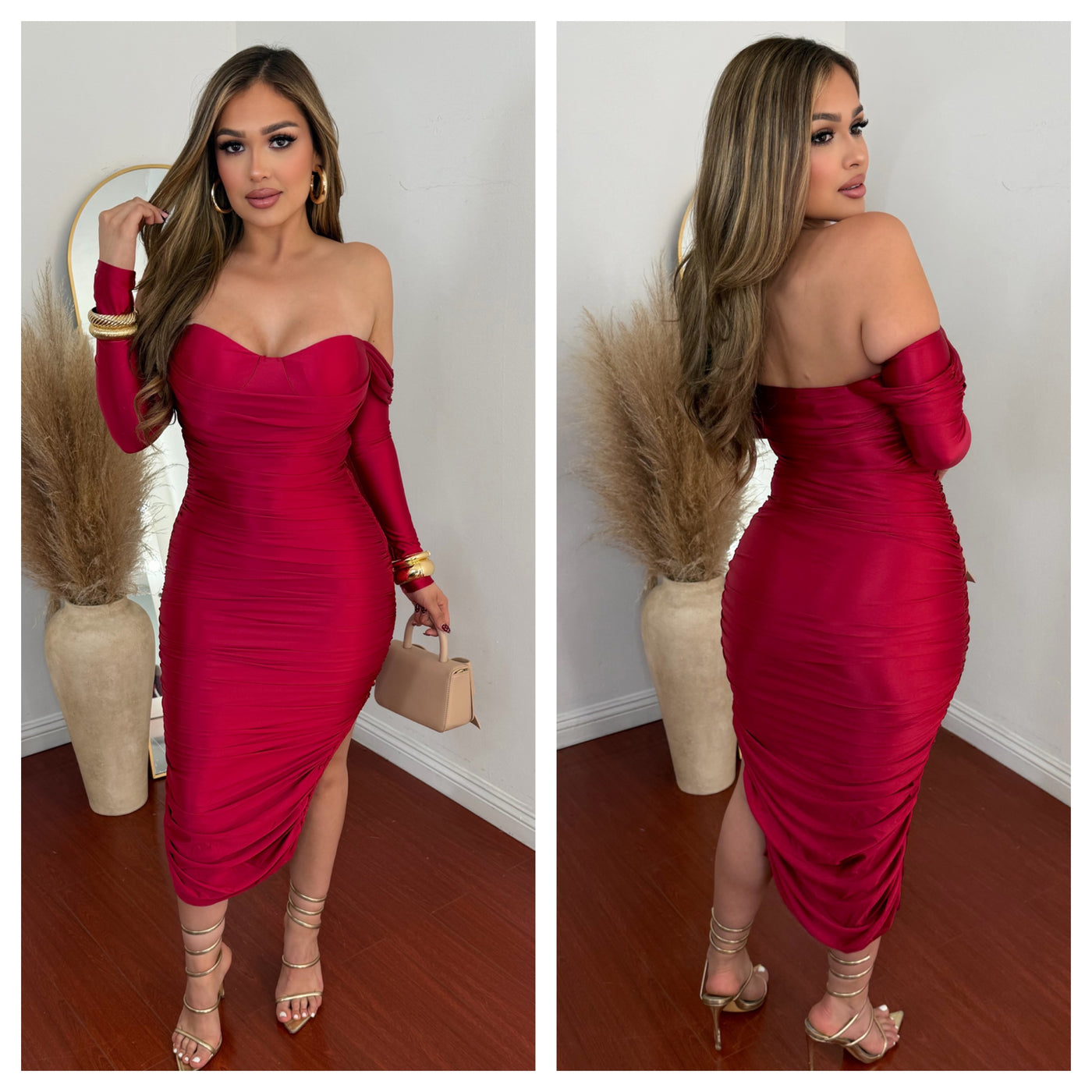 Valery Satin Dress - (RUBY)