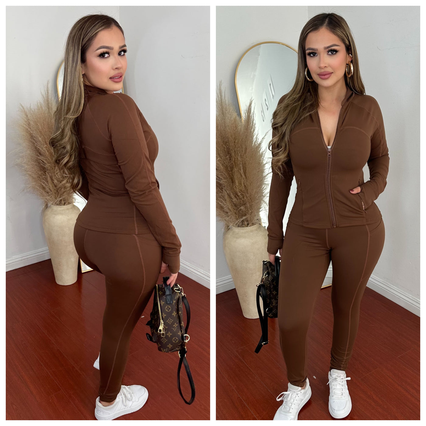 Claudette Pant Set - (RUST/BROWN)