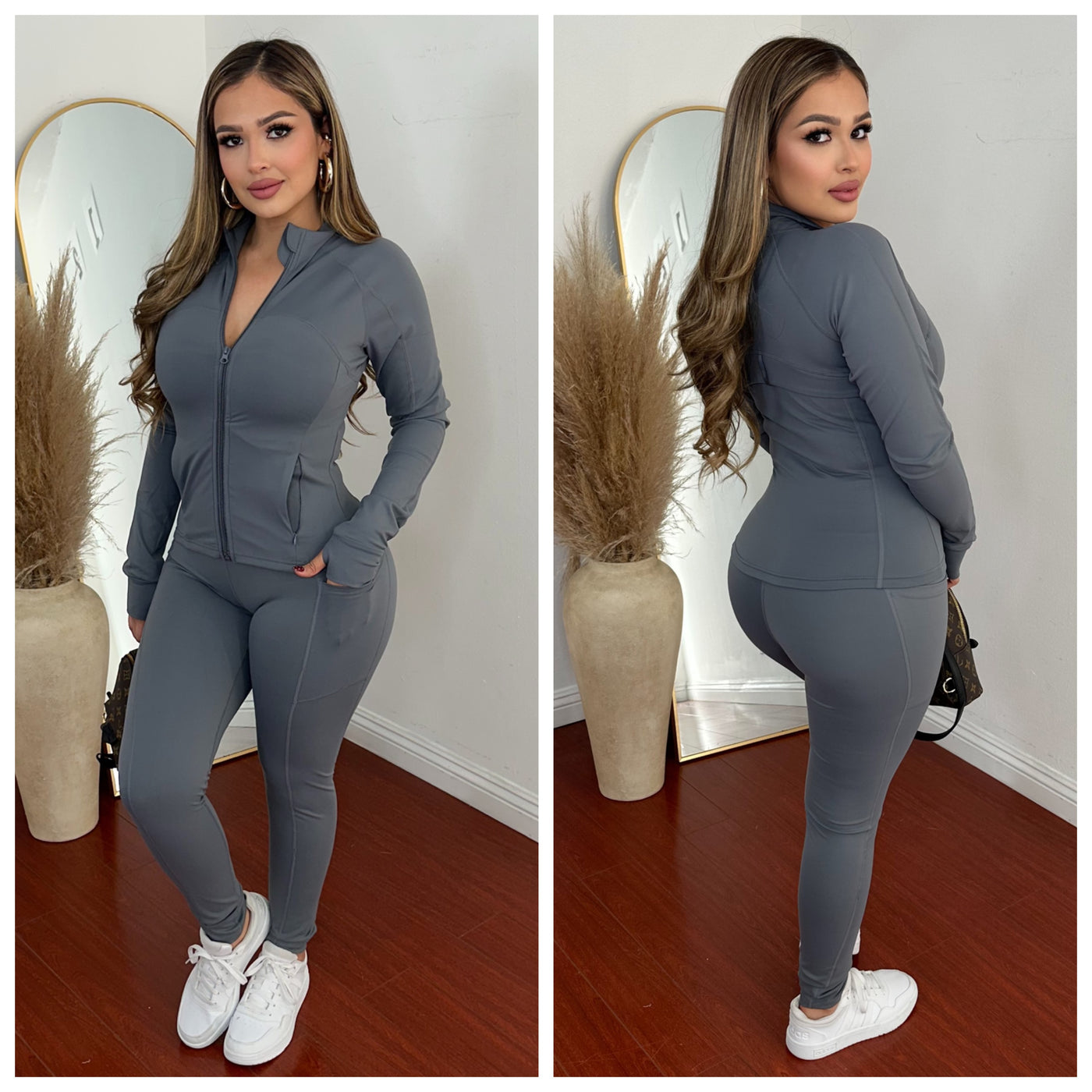 Claudette Pant Set - (GREY)