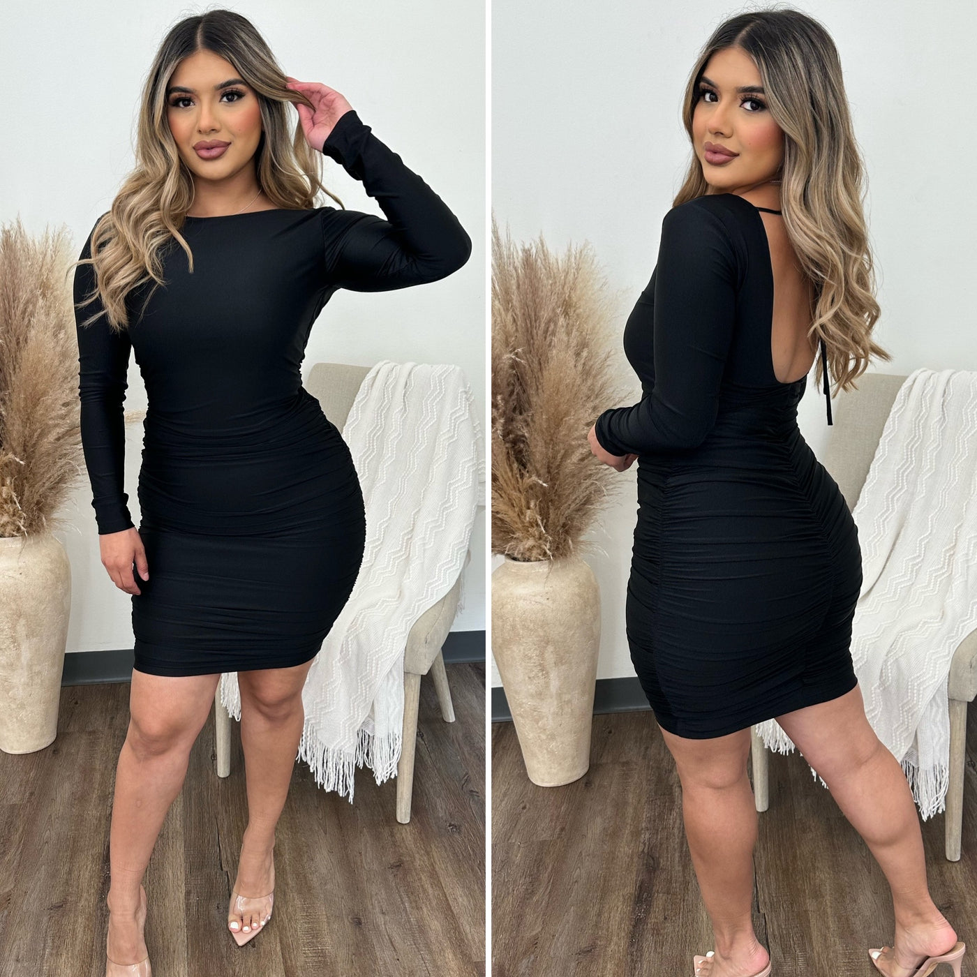 Glamour Spree Dress - (BLACK)