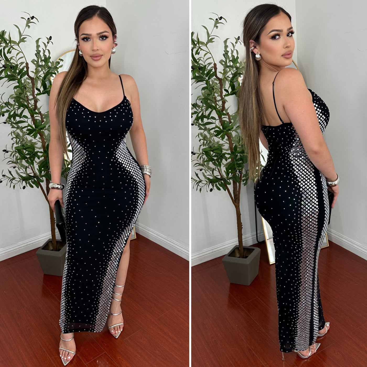 Magda Studded Dress - (BLACK)