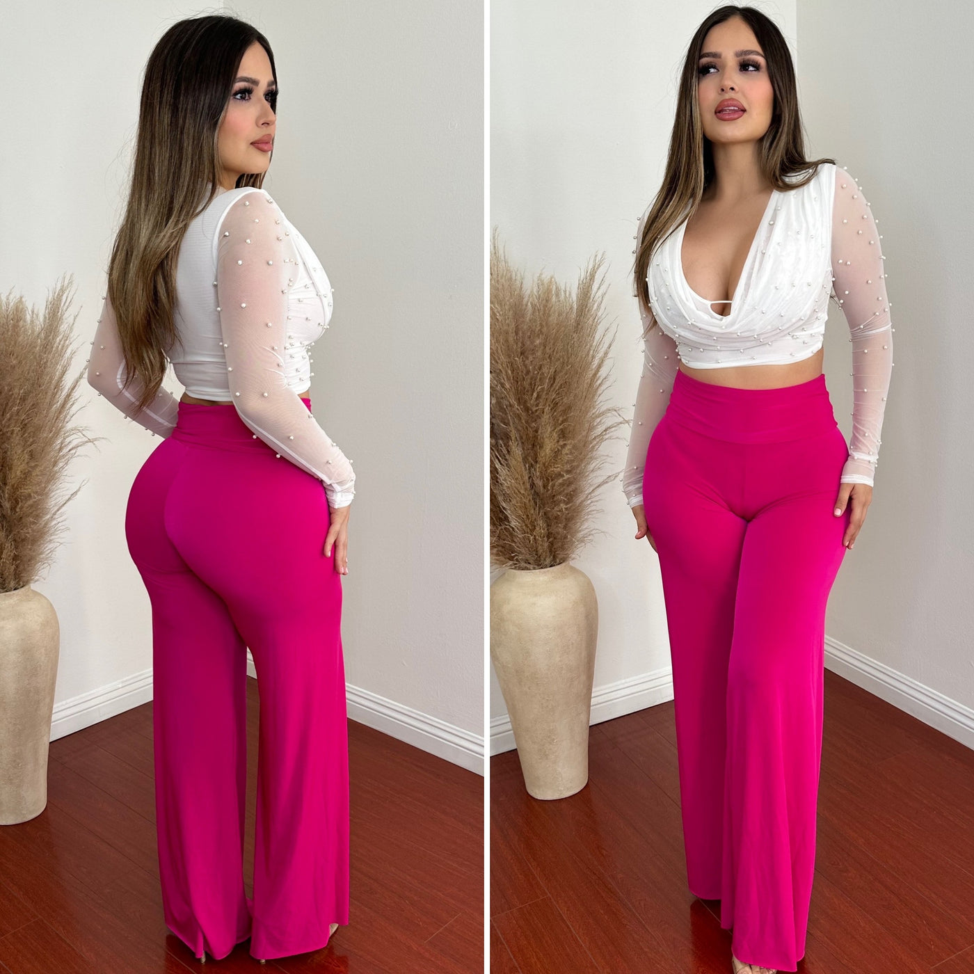 La Bebe Palazzo Pants - (MAGENTA)