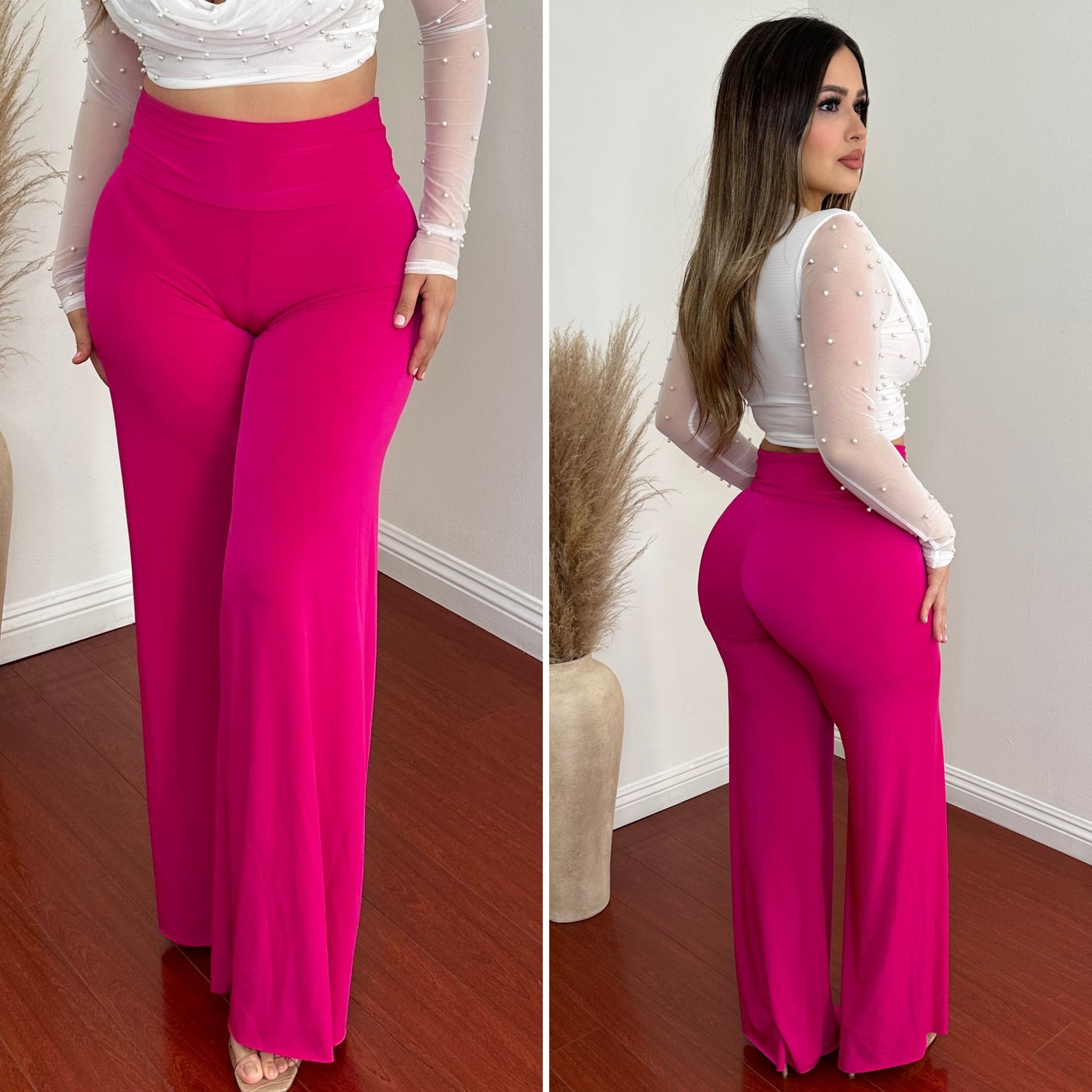 La Bebe Palazzo Pants - (MAGENTA)