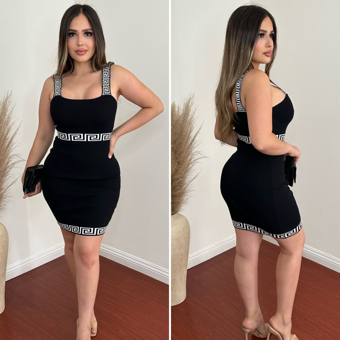 Frenzy Midi Dress - (BLACK)