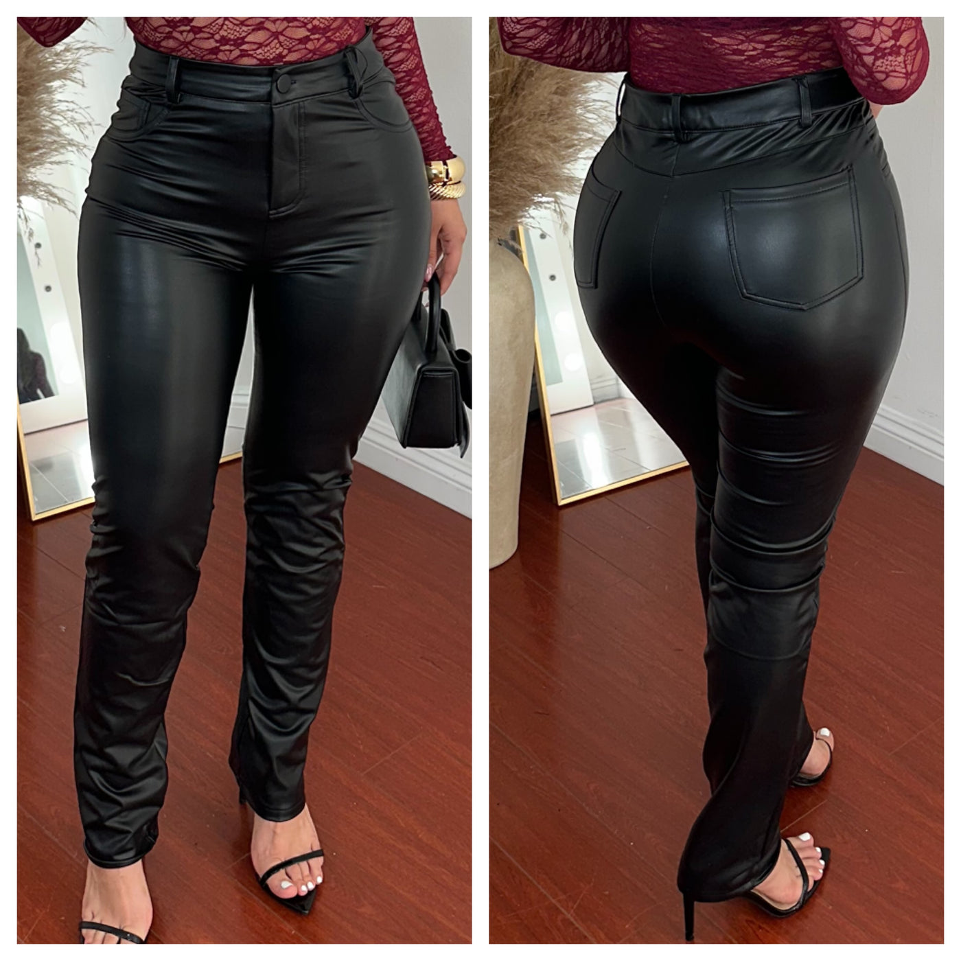 Eduardo Faux PU Pants - (BLACK)