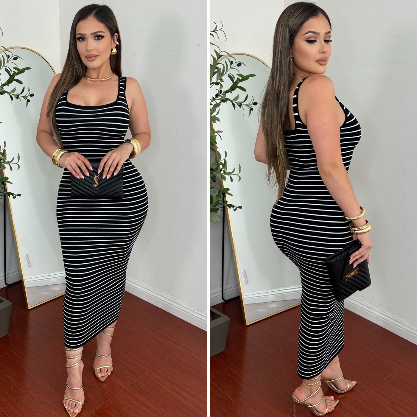 Haley Tank Dress - (BLACK/WHITE)