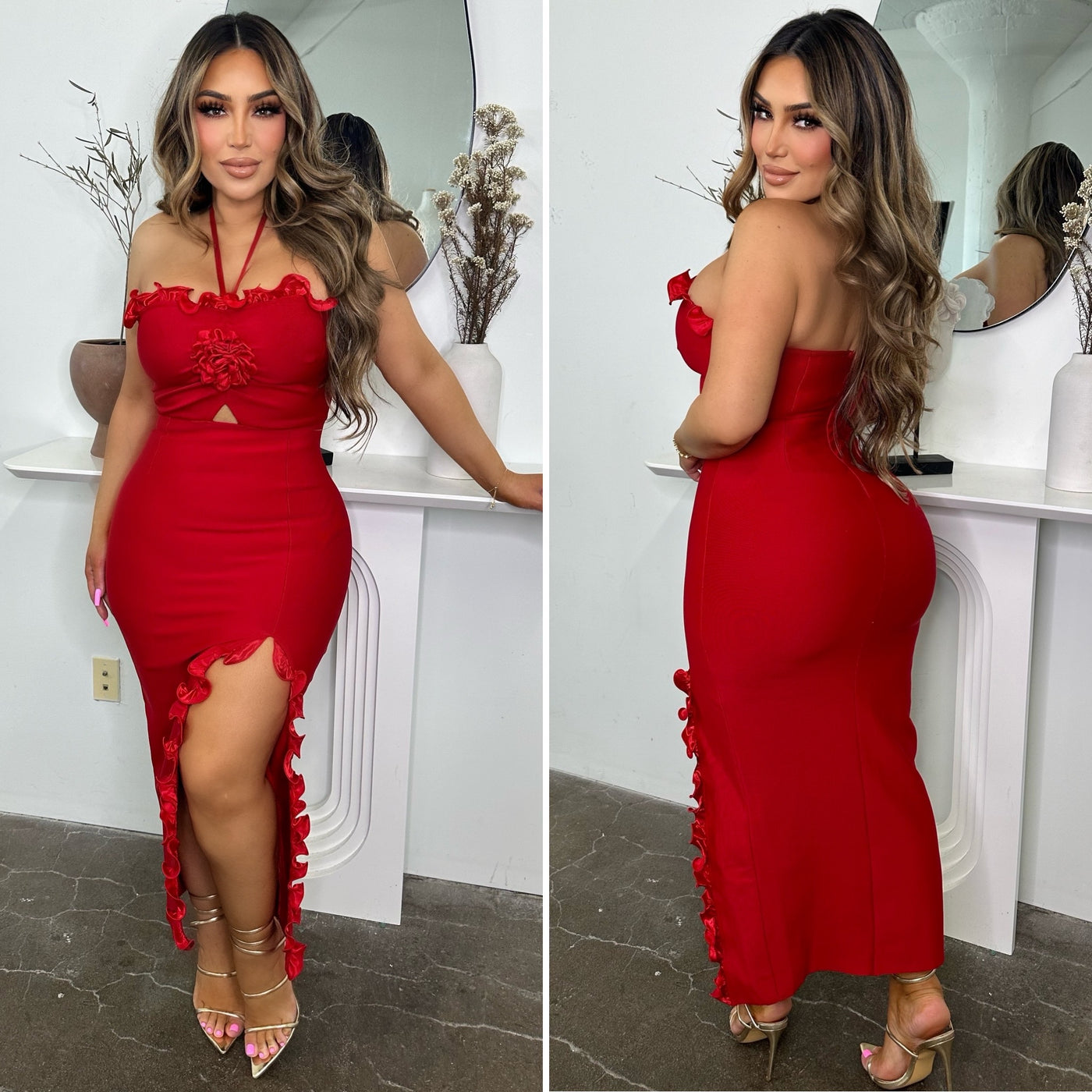His Weakness Bandage Dress - (RED)