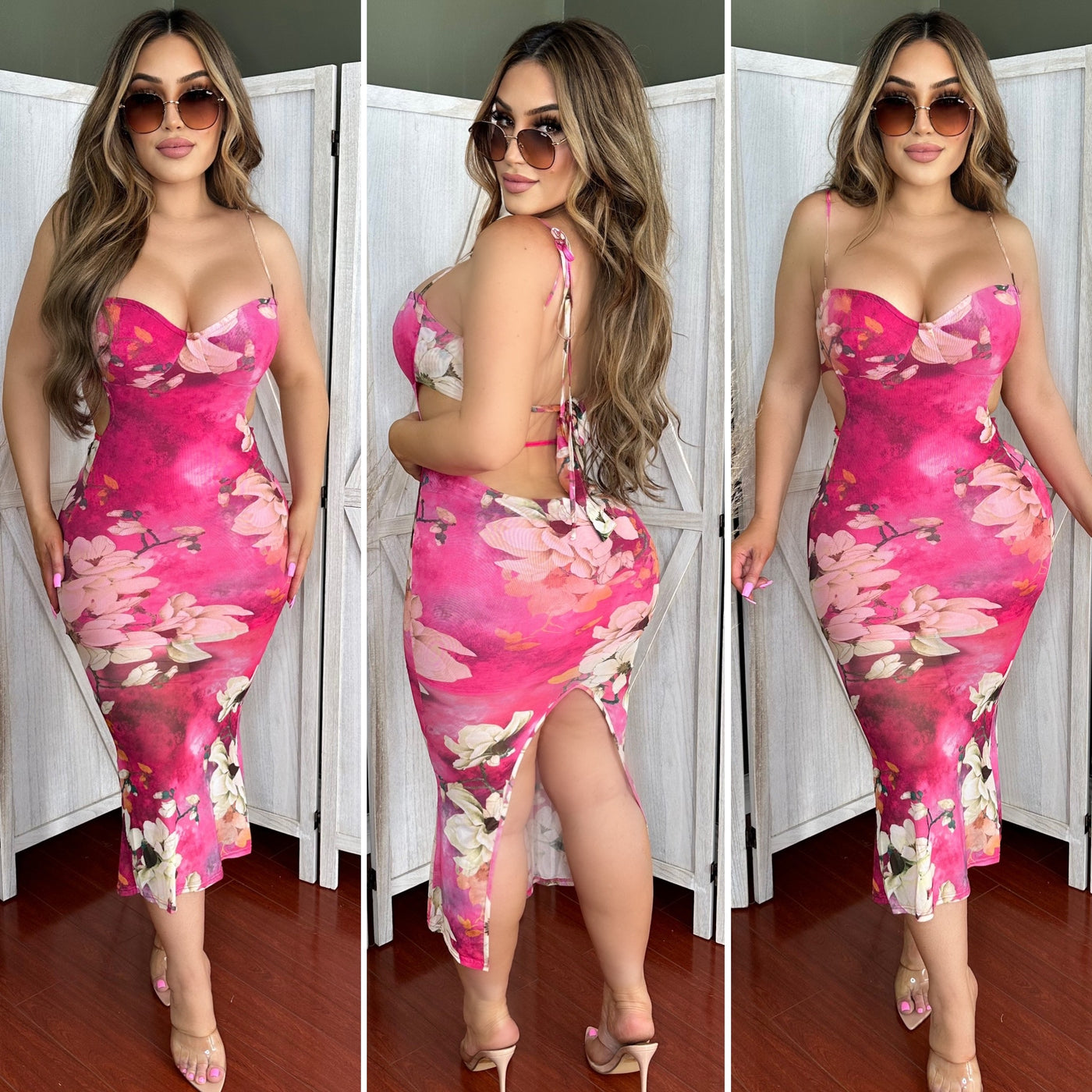 EVELINDA Dress - (FUCHSIA)