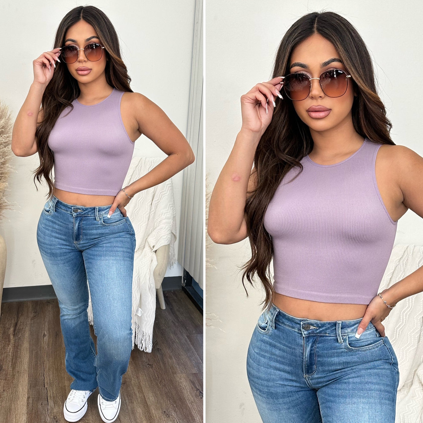 Miriam Crop Top - (DUSTY LILAC)