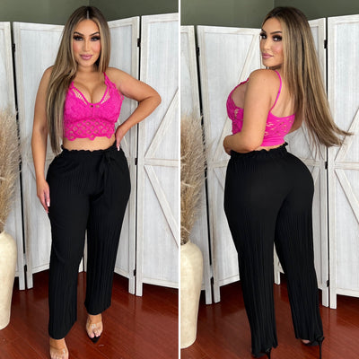Bonnie Pleated Pants - (BLACK)