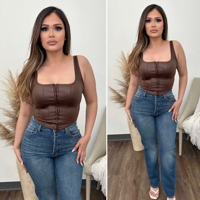 Anais Corset Top - (BROWN)