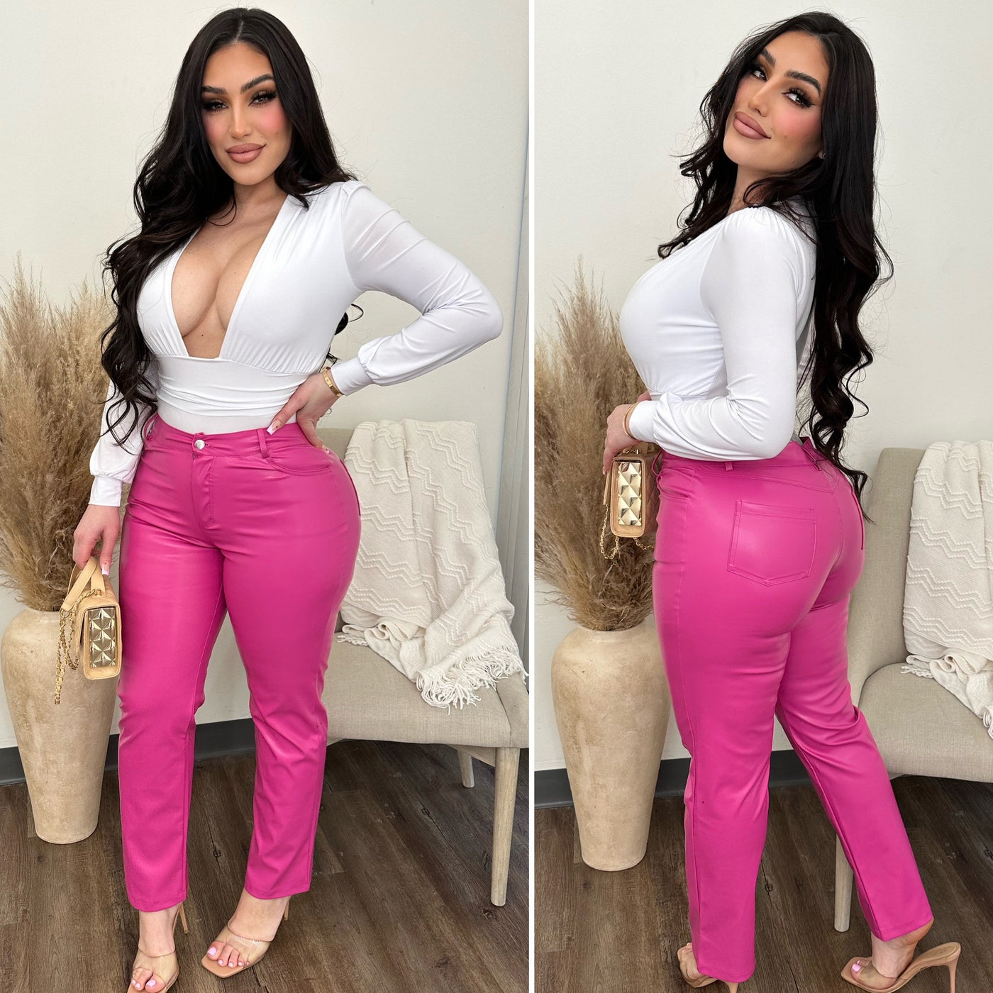 Let's Go Party Leather Pants  - (BARBIE PINK)