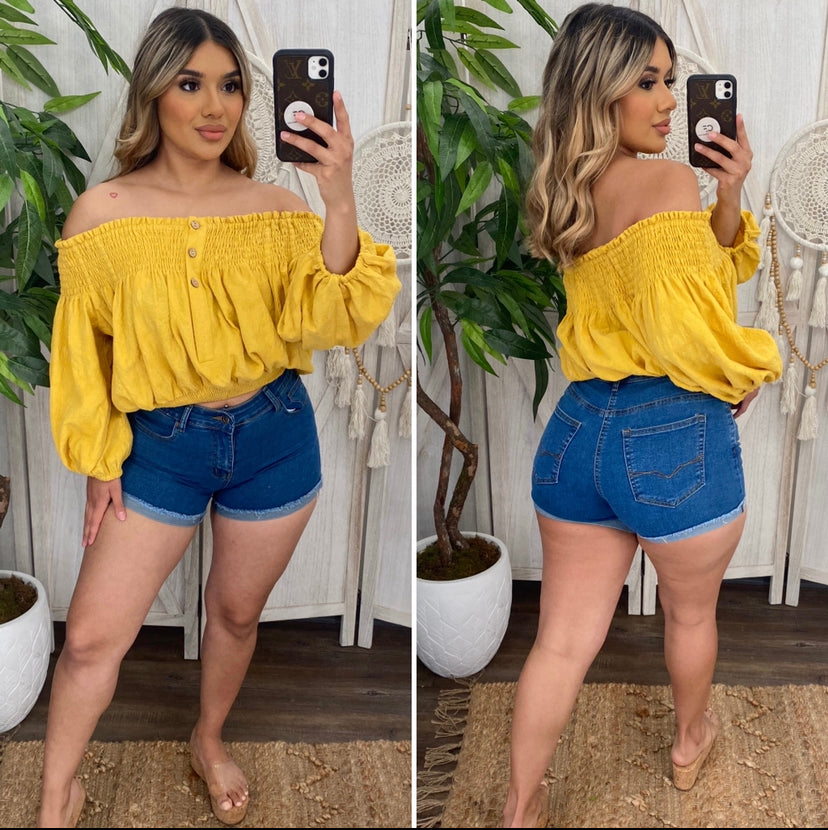 Elvira Off The Shoulders Top- (YELLOW)
